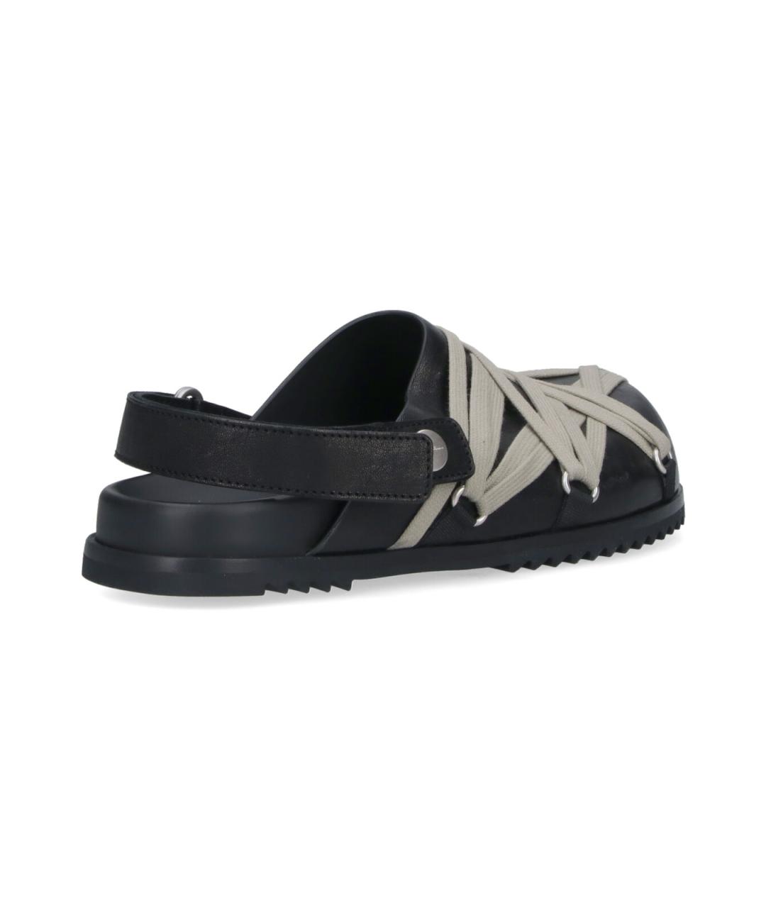 RICK OWENS Черные кожаные мюли, фото 4