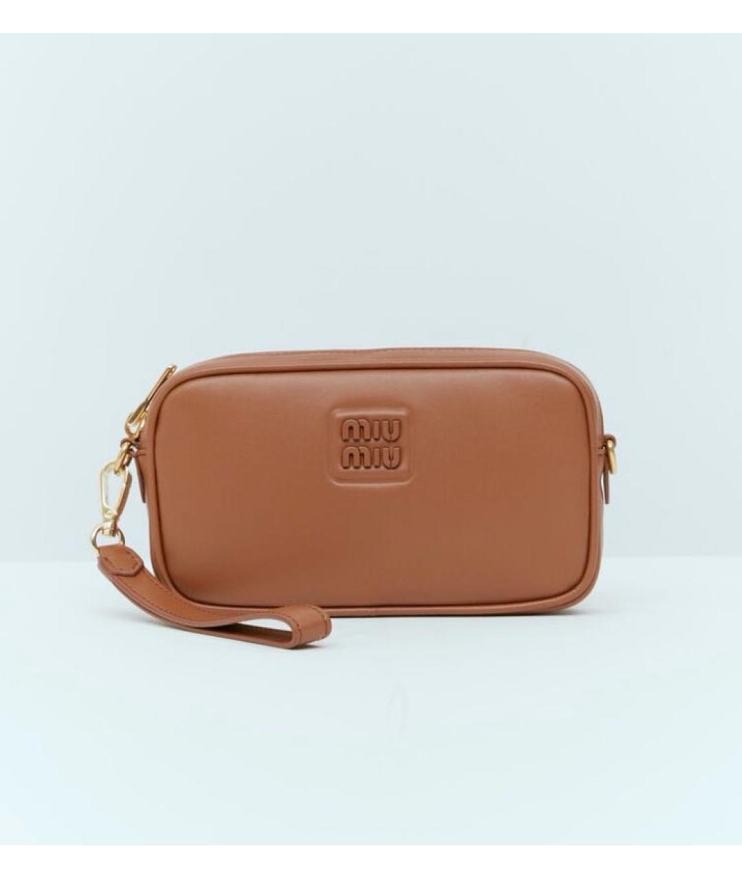 MIU MIU Коричневая кожаная сумка через плечо, фото 6