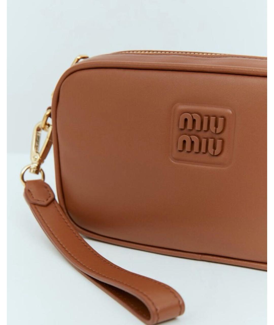 MIU MIU Коричневая кожаная сумка через плечо, фото 3