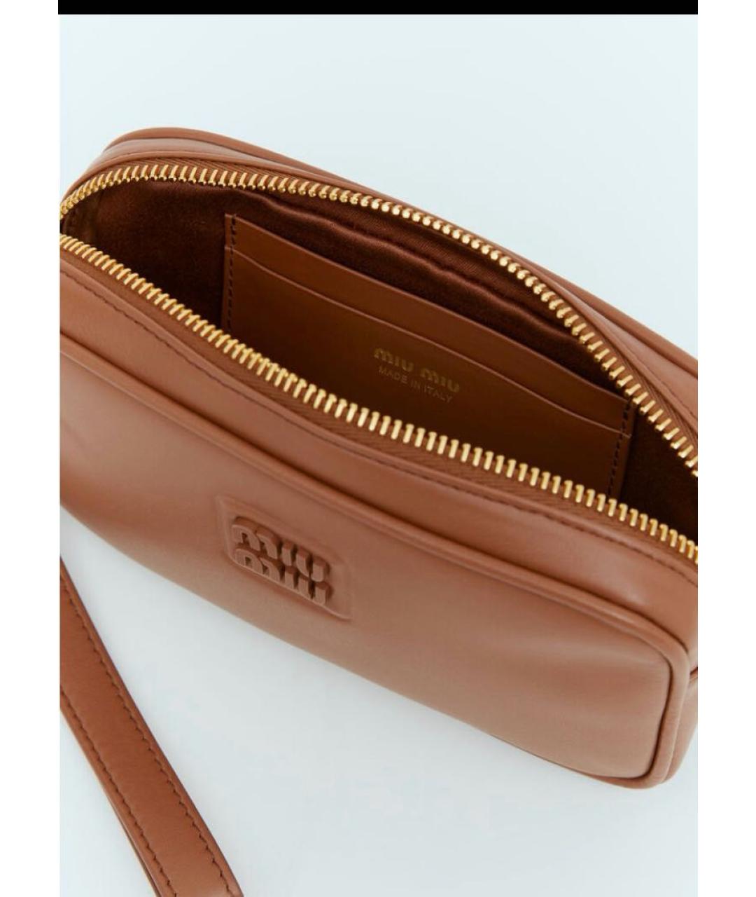 MIU MIU Коричневая кожаная сумка через плечо, фото 4