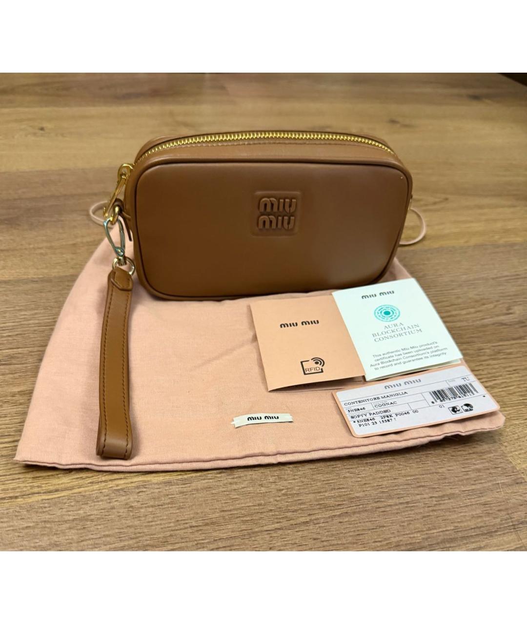 MIU MIU Коричневая кожаная сумка через плечо, фото 5