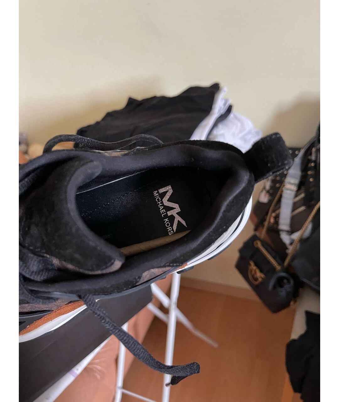 MICHAEL KORS Коричневые кожаные высокие кроссовки / кеды, фото 7