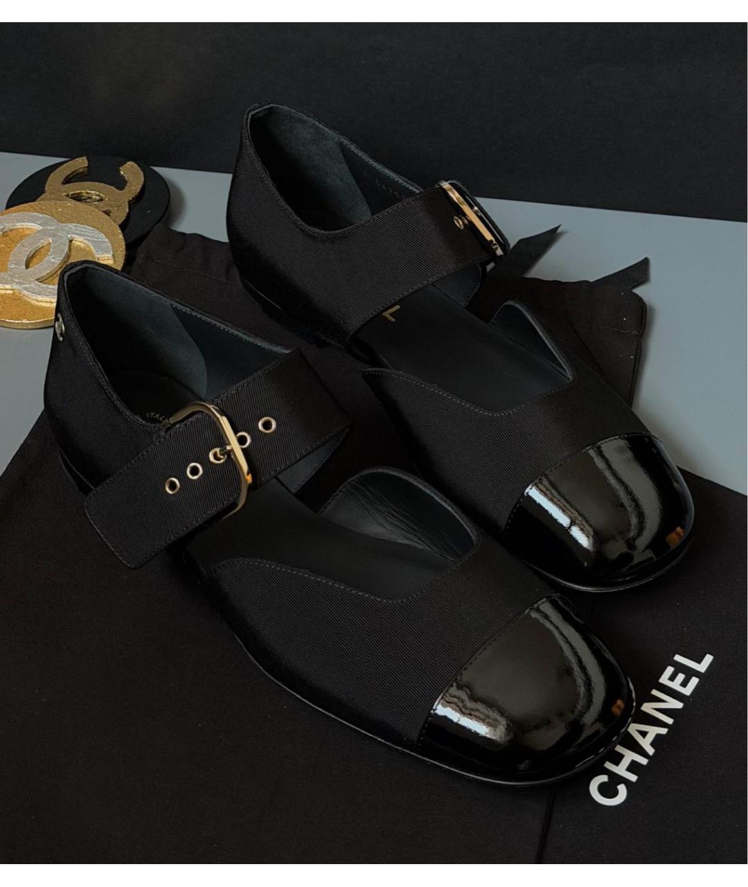 CHANEL Черные текстильные балетки, фото 3