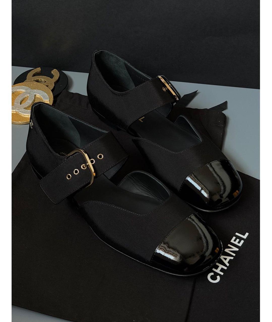 CHANEL Черные текстильные балетки, фото 2