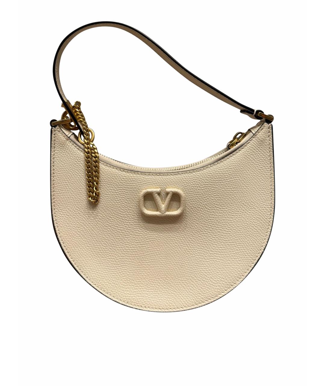 VALENTINO Бежевая кожаная сумка через плечо, фото 1