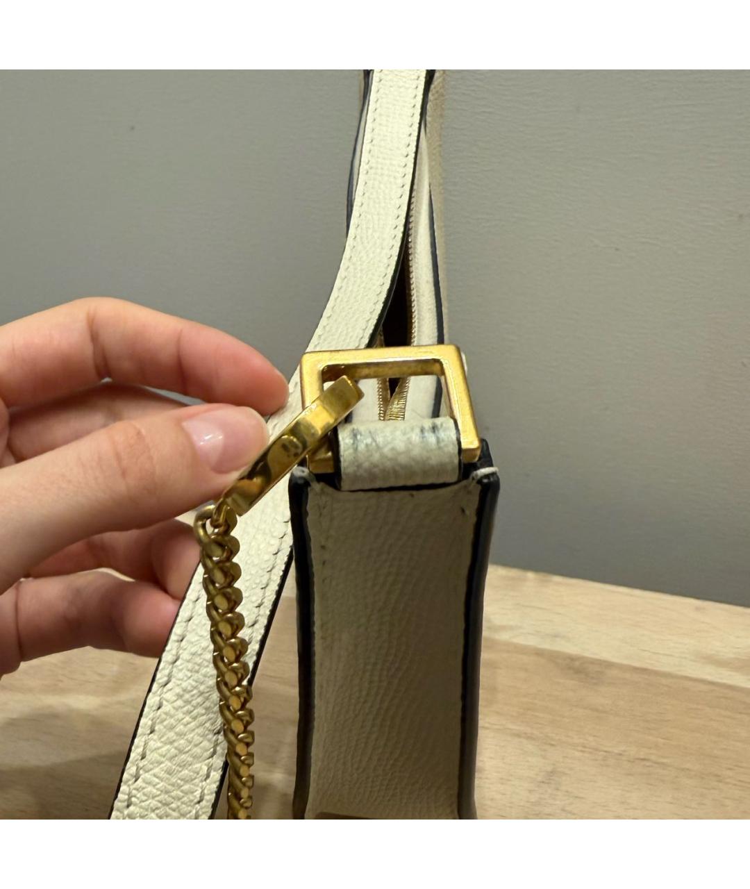 VALENTINO Бежевая кожаная сумка через плечо, фото 7