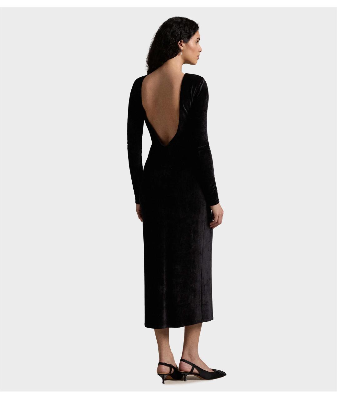 POLO RALPH LAUREN Черное бархатное коктейльное платье, фото 2