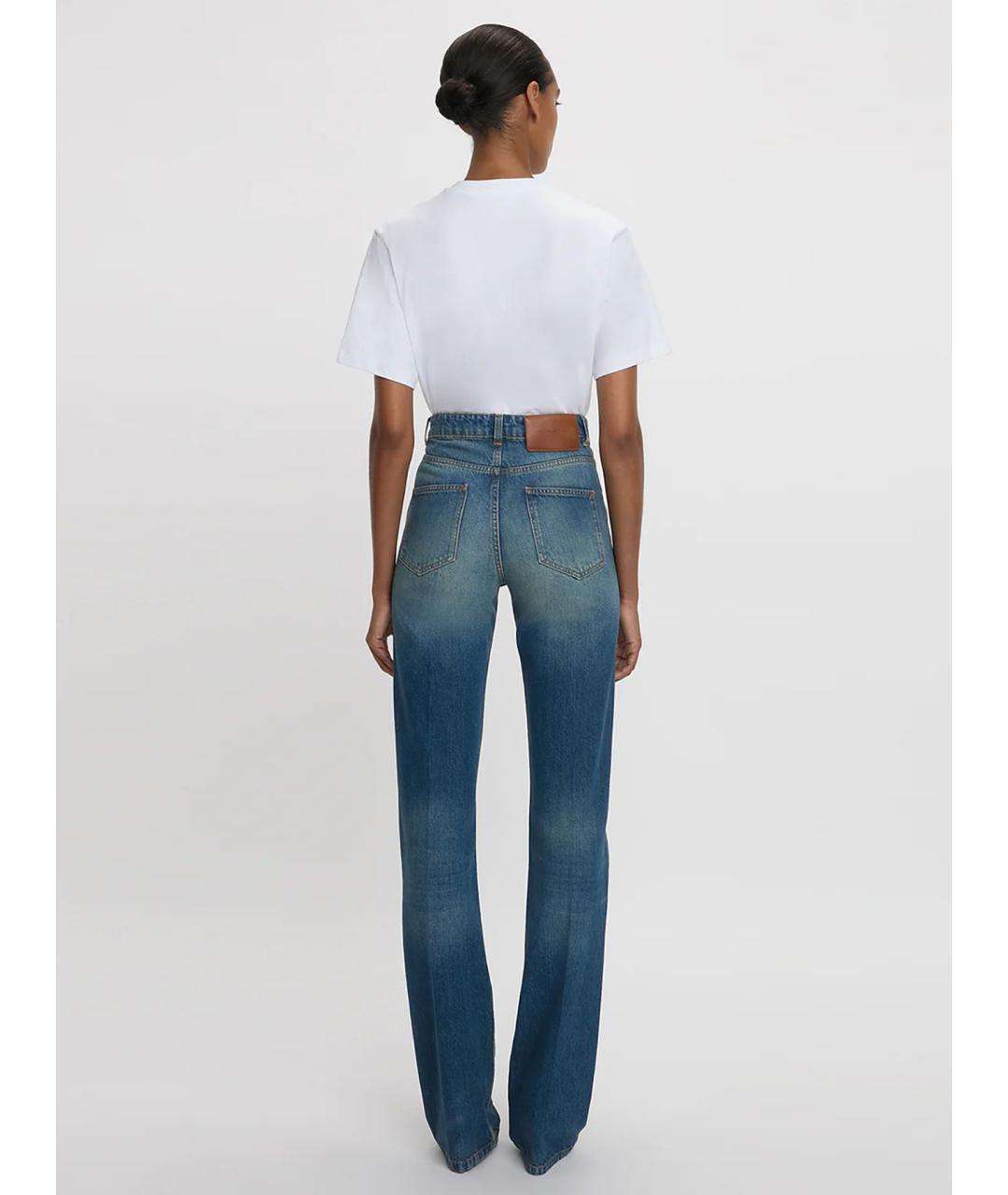 VICTORIA BECKHAM Синие хлопковые прямые джинсы, фото 3