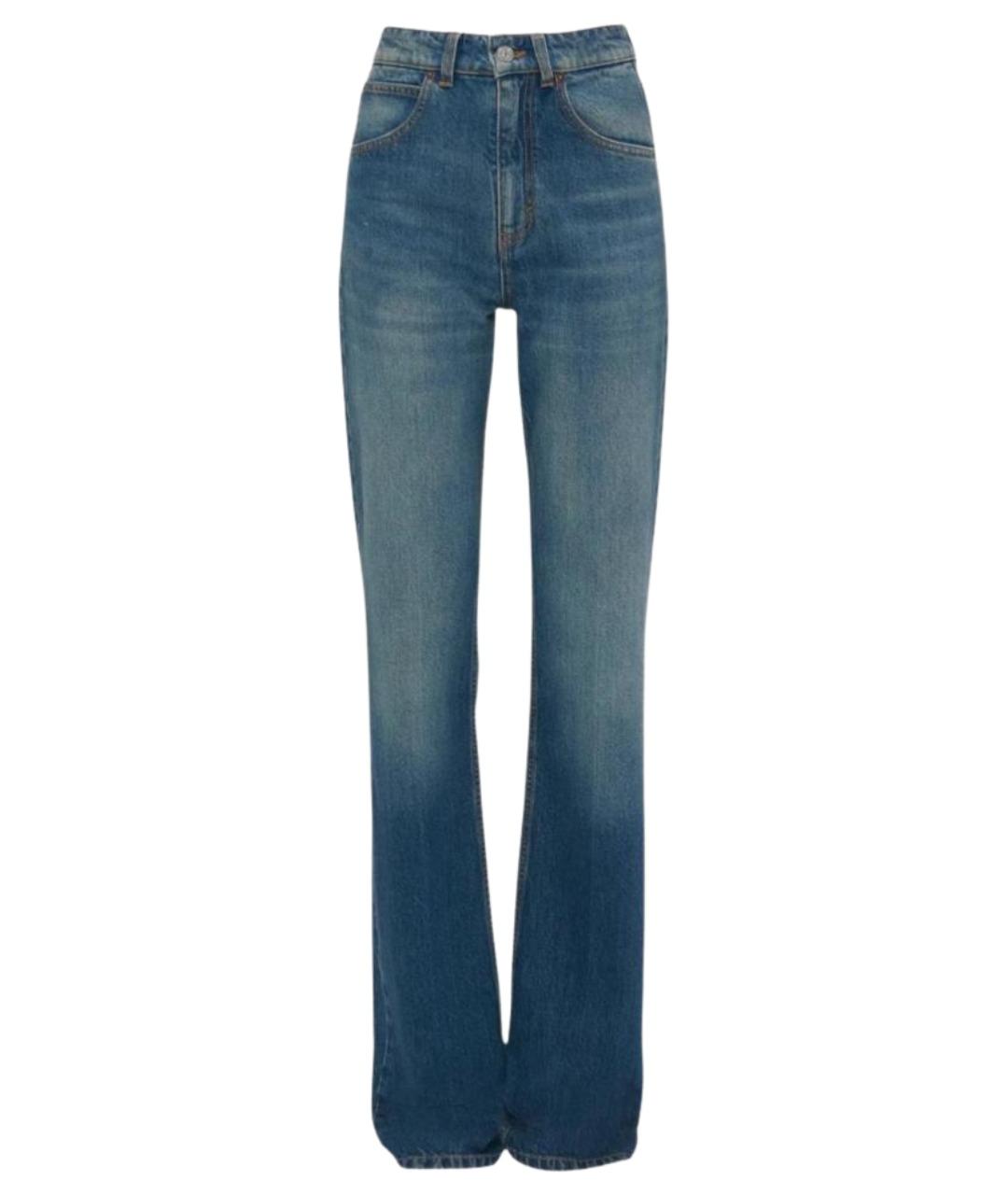 VICTORIA BECKHAM Синие хлопковые прямые джинсы, фото 1