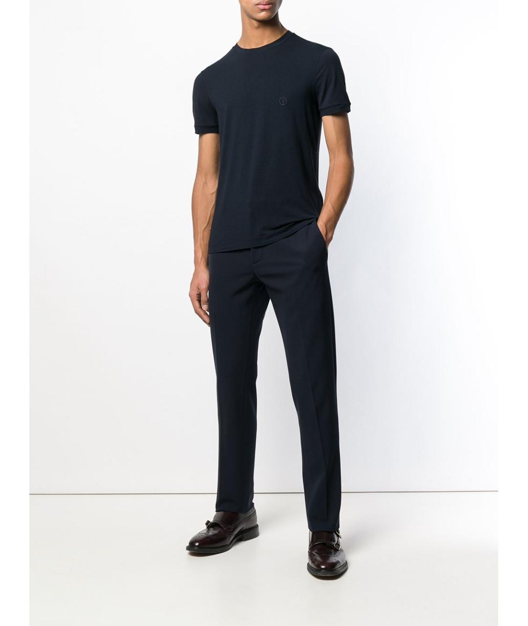 GIORGIO ARMANI Синяя вискозная футболка, фото 2