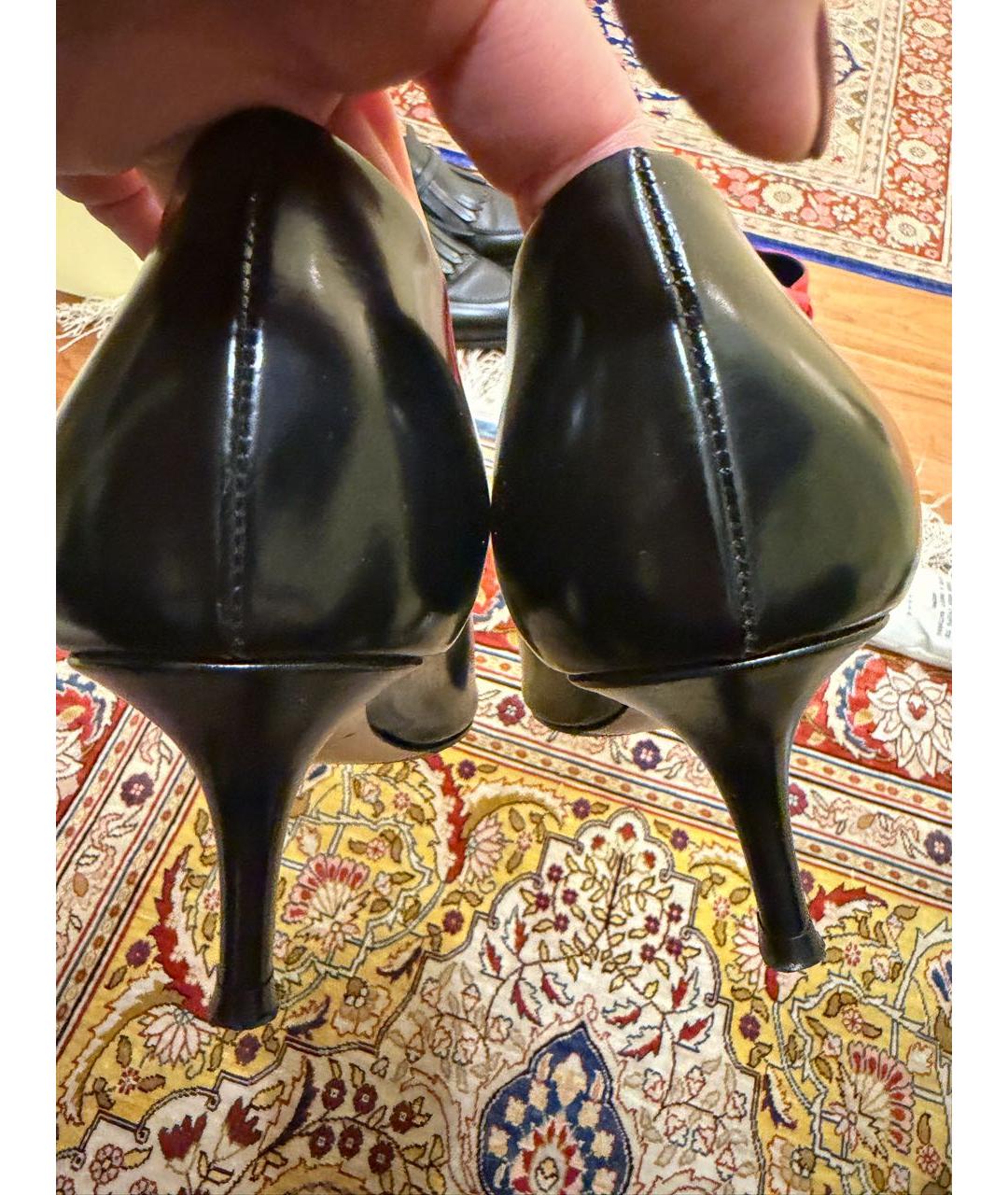 GIANVITO ROSSI Черные кожаные лодочки на низком каблуке, фото 4