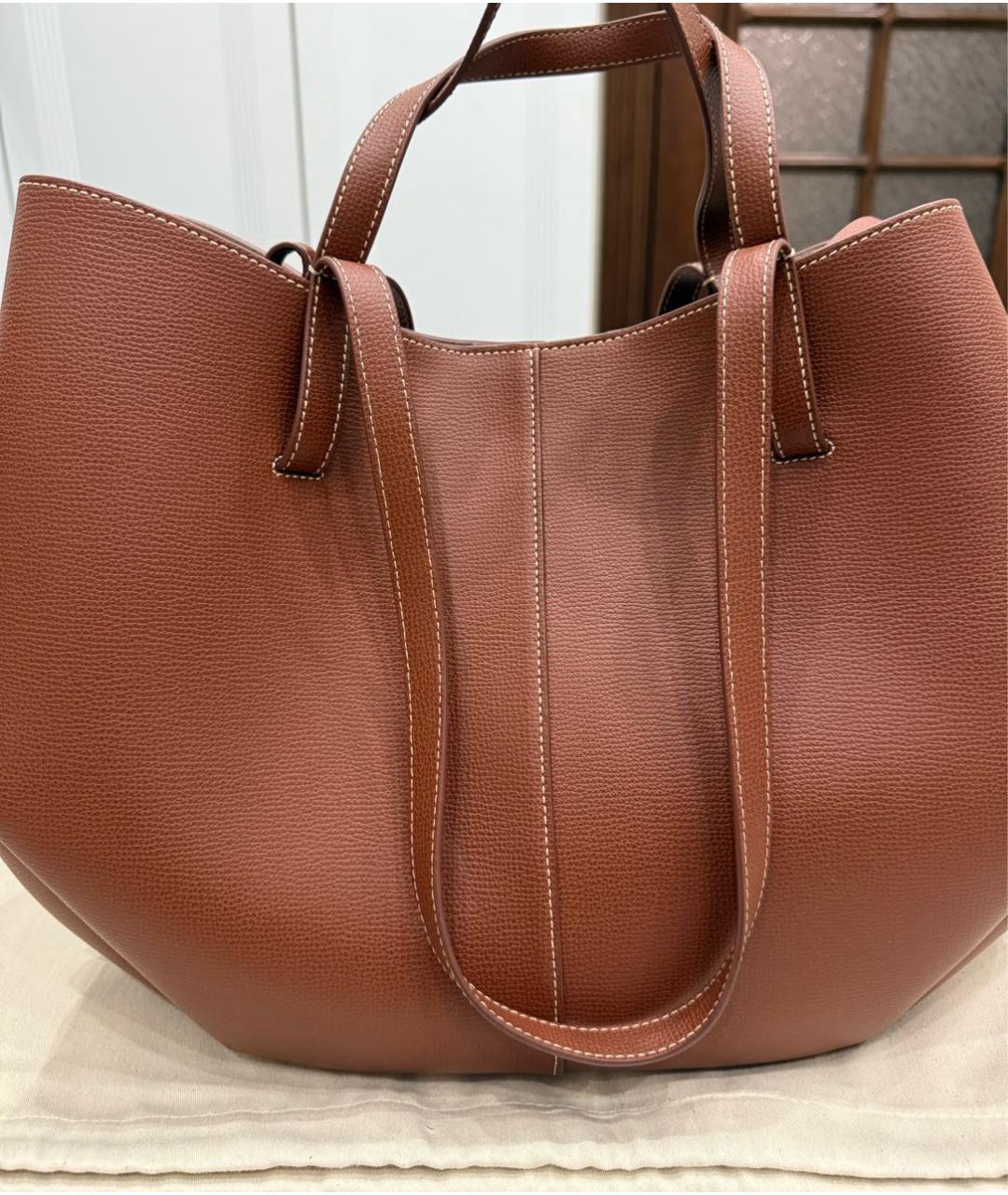 POLENE Коричневая кожаная сумка тоут, фото 3