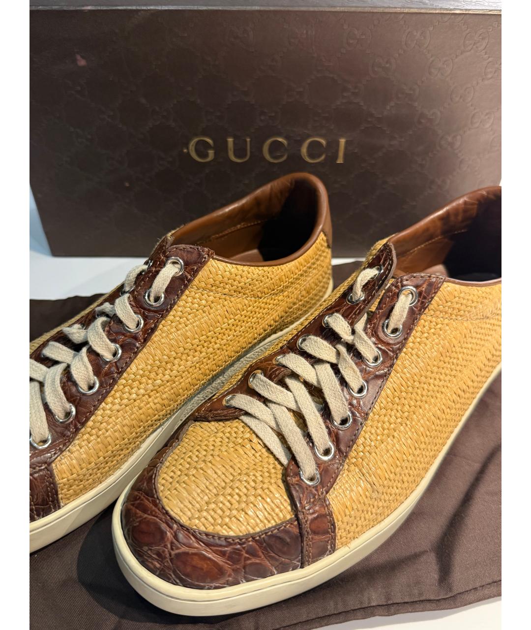 GUCCI Коричневые кожаные кеды, фото 2