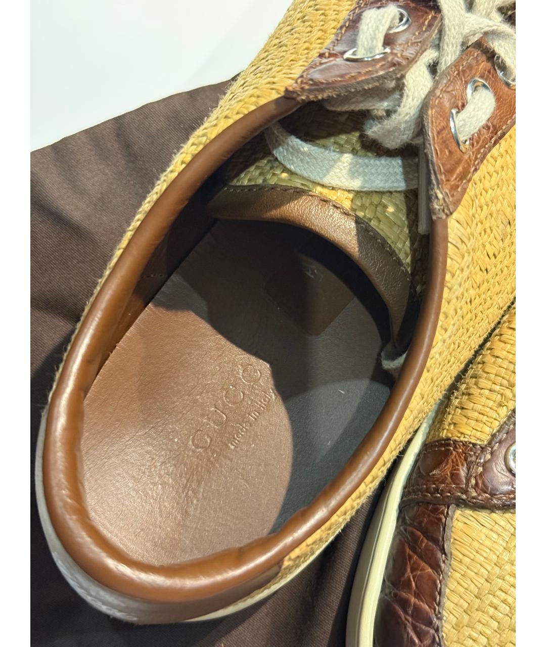 GUCCI Коричневые кожаные кеды, фото 3