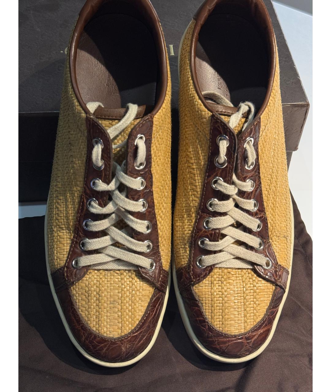 GUCCI Коричневые кожаные кеды, фото 6