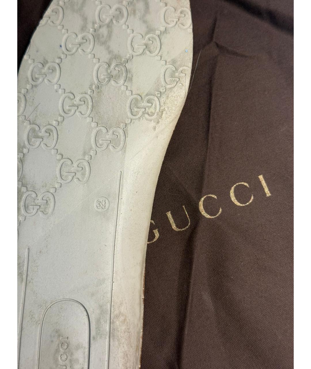 GUCCI Коричневые кожаные кеды, фото 5