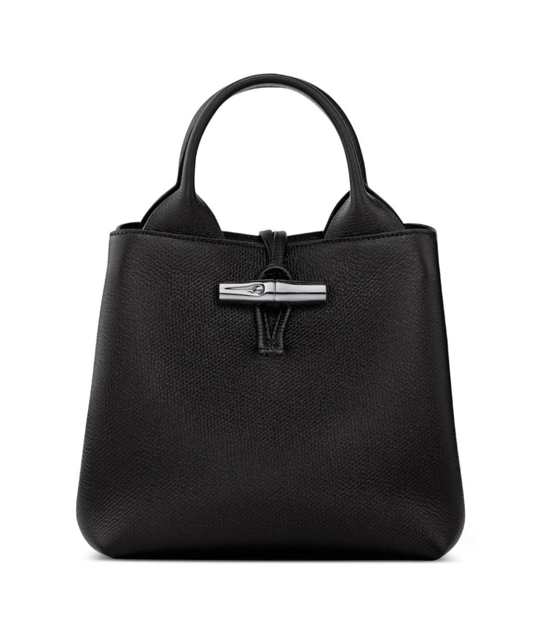 LONGCHAMP Черная кожаная сумка тоут, фото 1