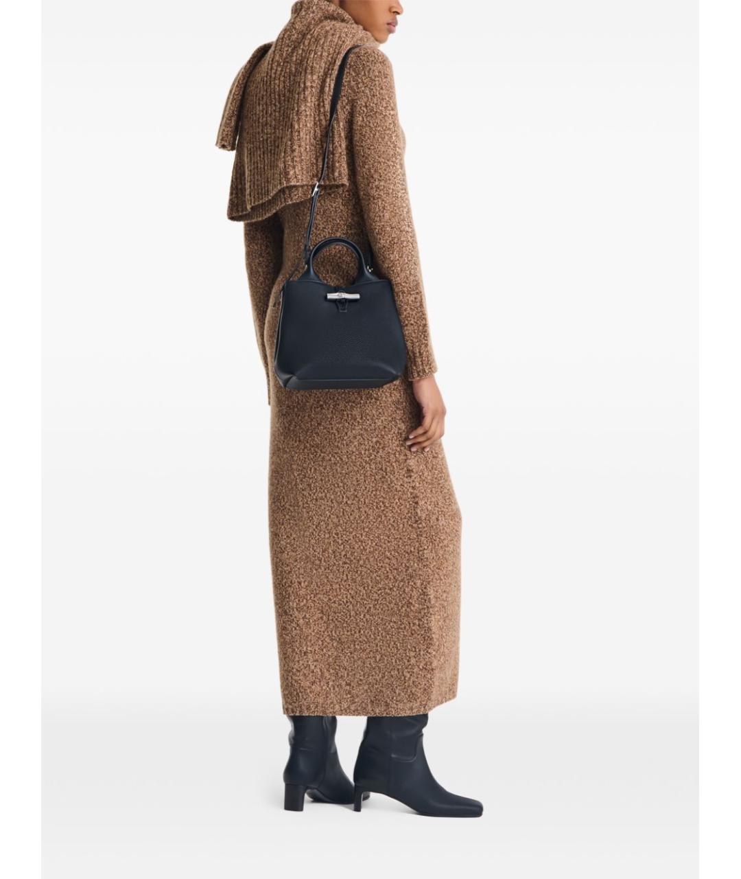 LONGCHAMP Черная кожаная сумка тоут, фото 3