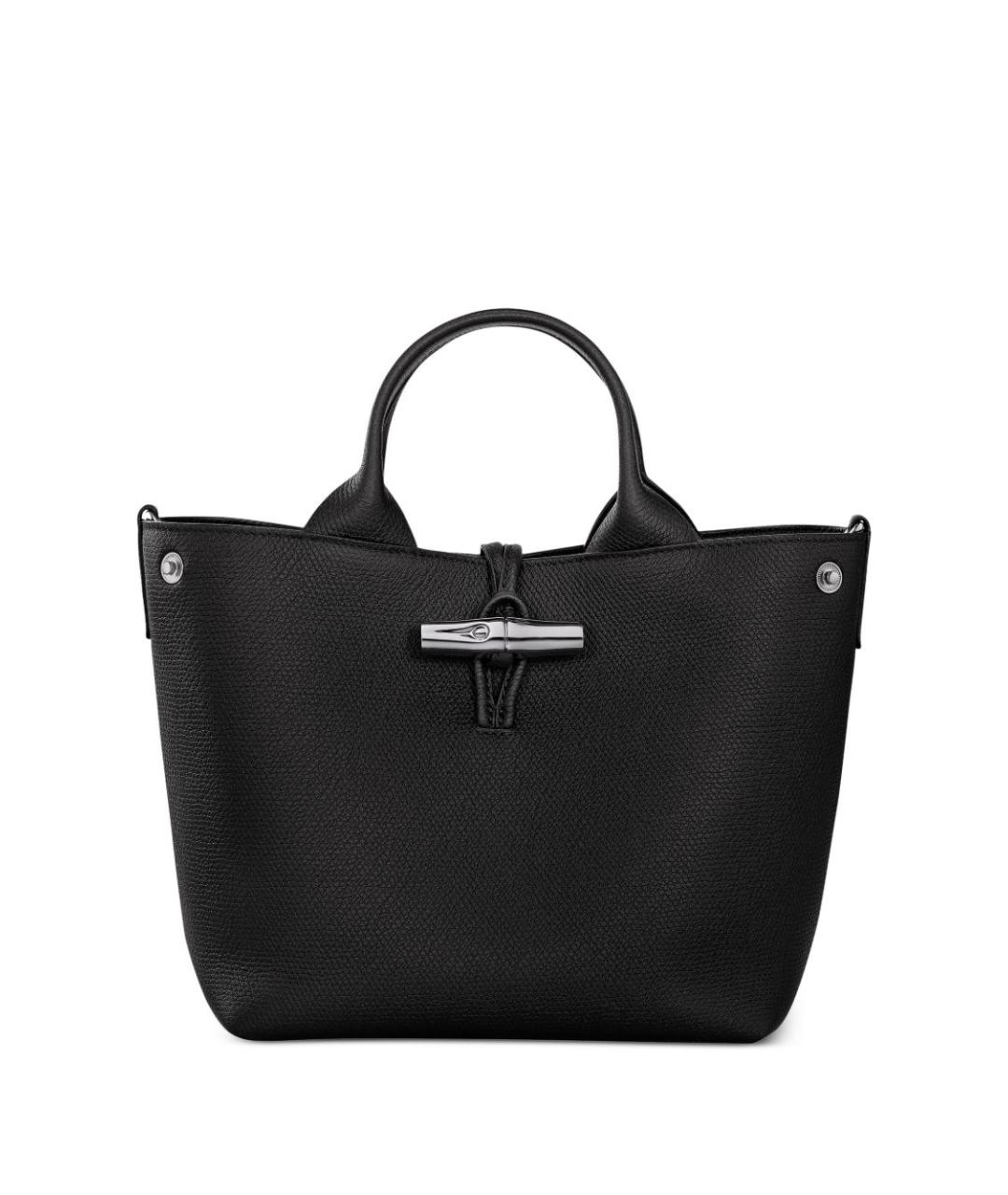 LONGCHAMP Черная кожаная сумка тоут, фото 2