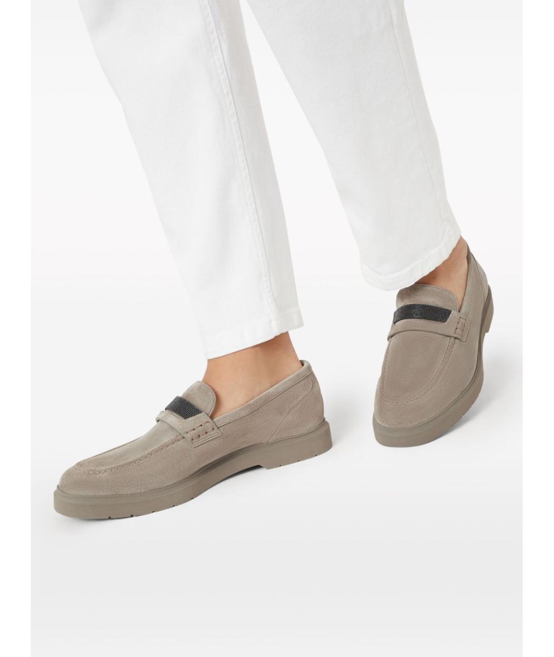 BRUNELLO CUCINELLI Бежевые замшевые лоферы, фото 2