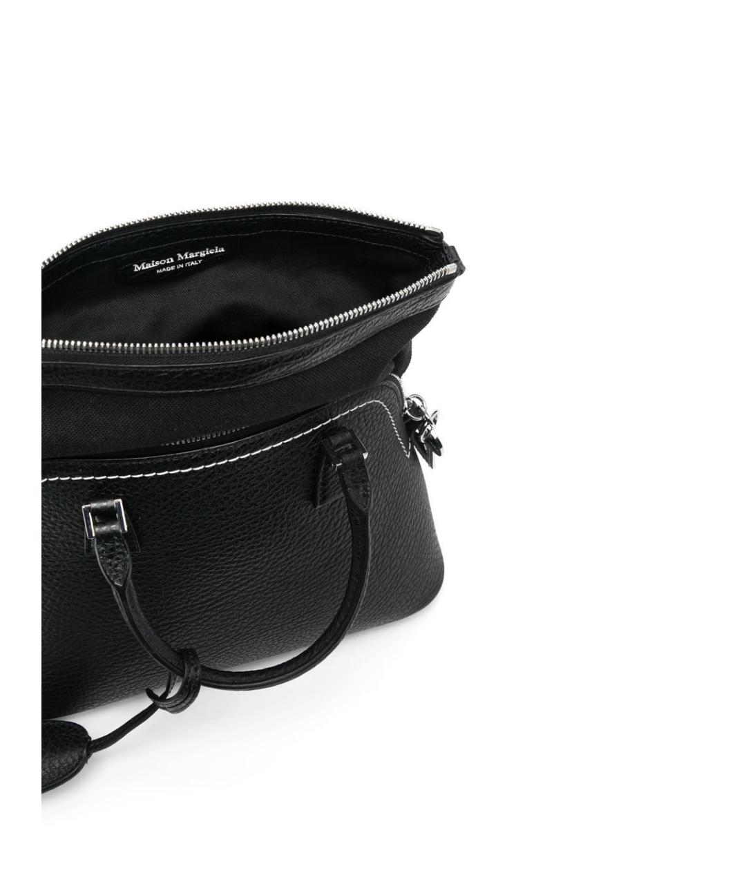 MAISON MARGIELA Черная кожаная сумка тоут, фото 4