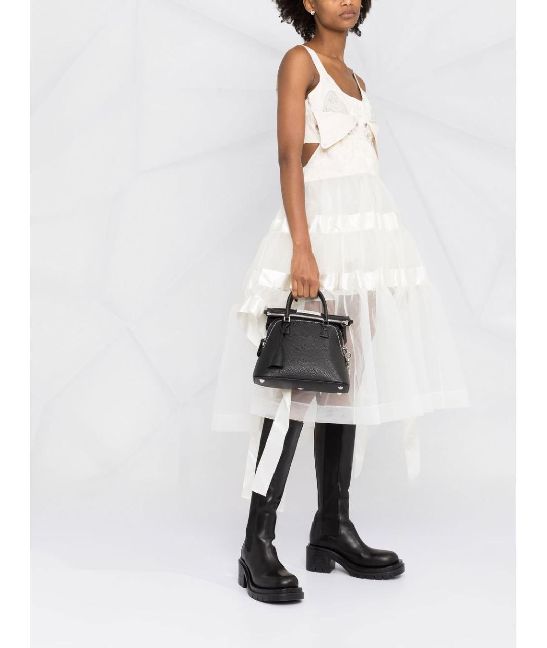 MAISON MARGIELA Черная кожаная сумка тоут, фото 5