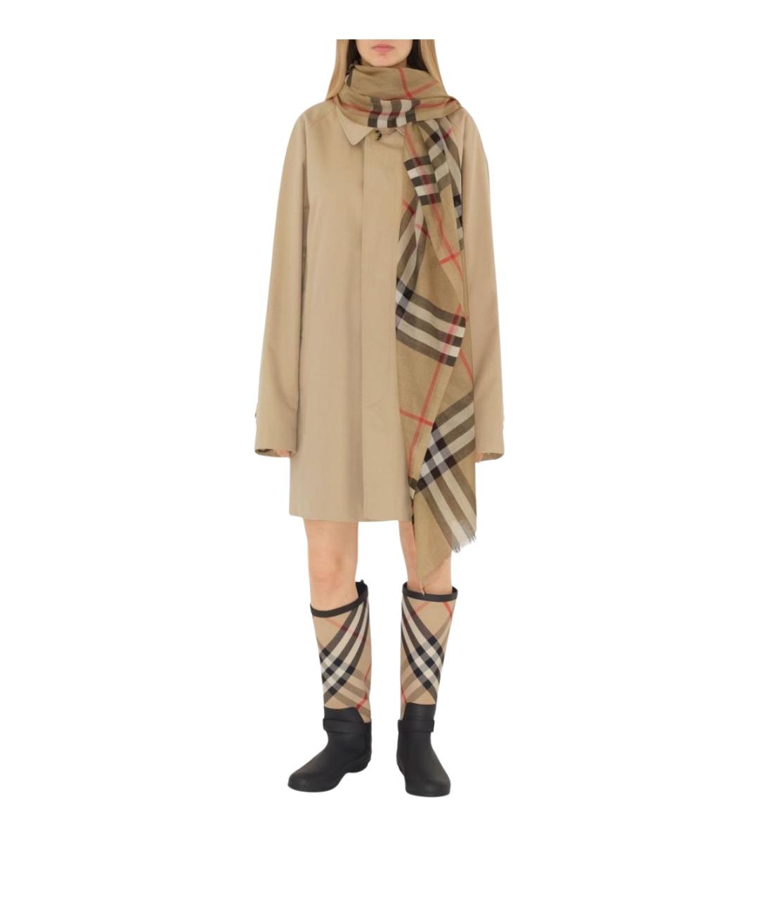 BURBERRY Серый шерстяной шарф, фото 3