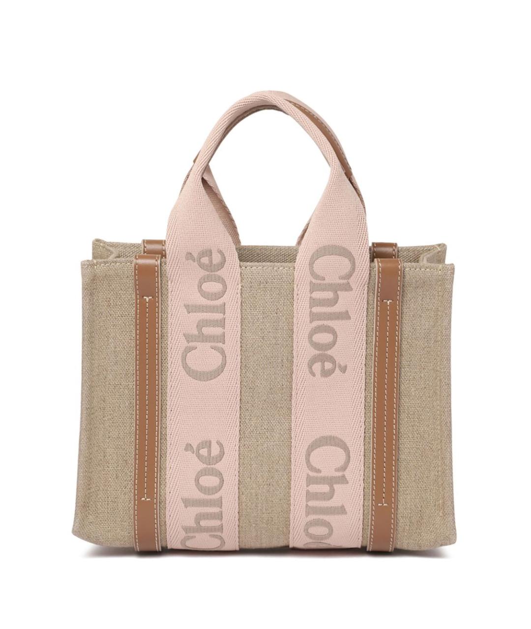CHLOE Бежевая льняная сумка тоут, фото 1