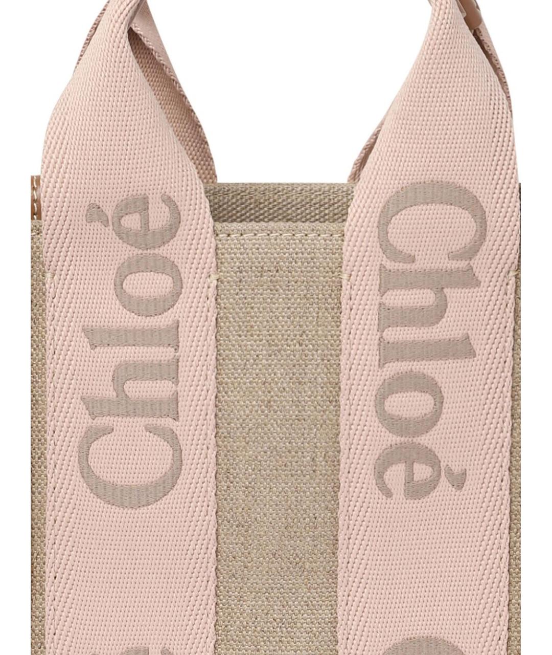 CHLOE Бежевая льняная сумка тоут, фото 2