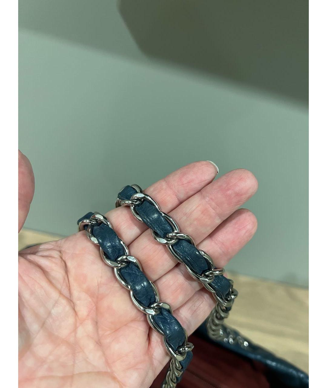 CHANEL Темно-синяя кожаная сумка тоут, фото 8