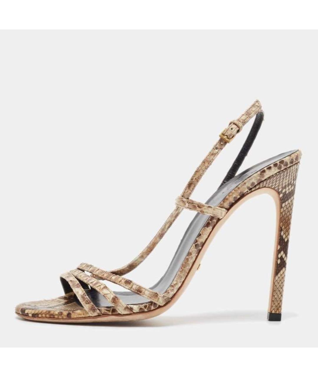 GUCCI Бежевые босоножки из экзотической кожи, фото 8