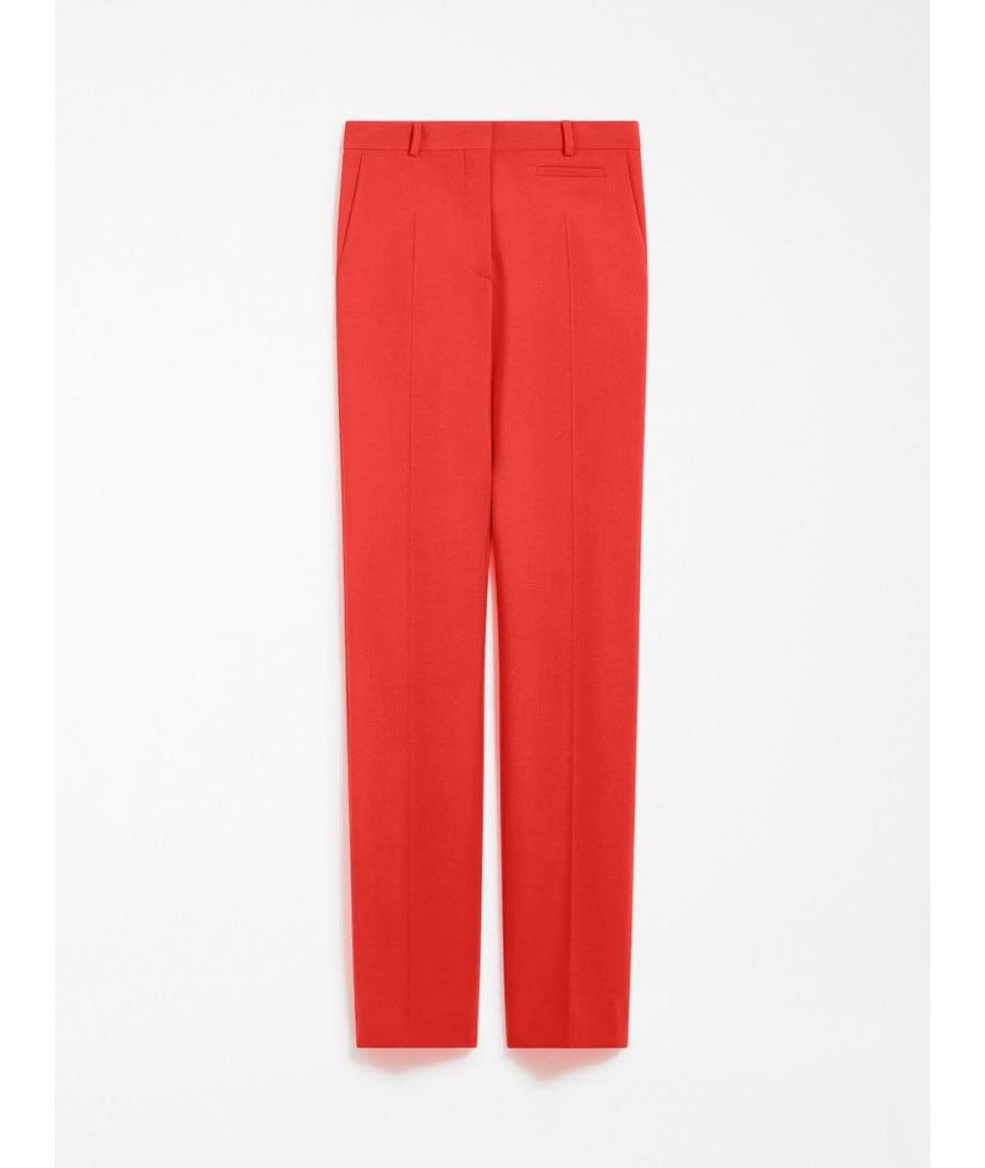 SPORTMAX Красные шерстяные прямые брюки, фото 5