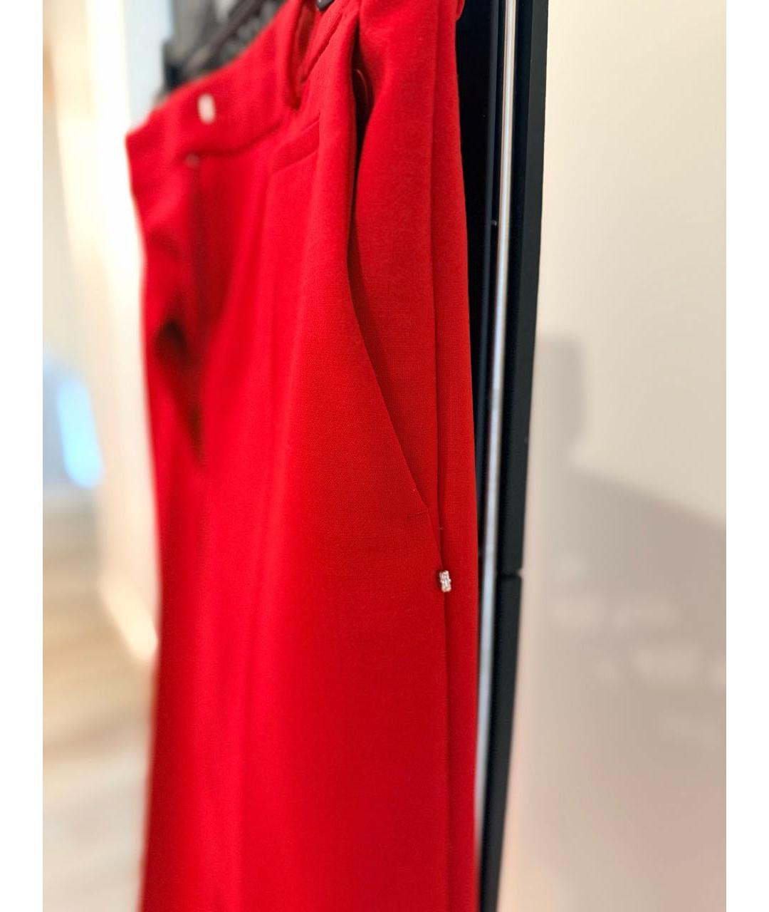 SPORTMAX Красные шерстяные прямые брюки, фото 3