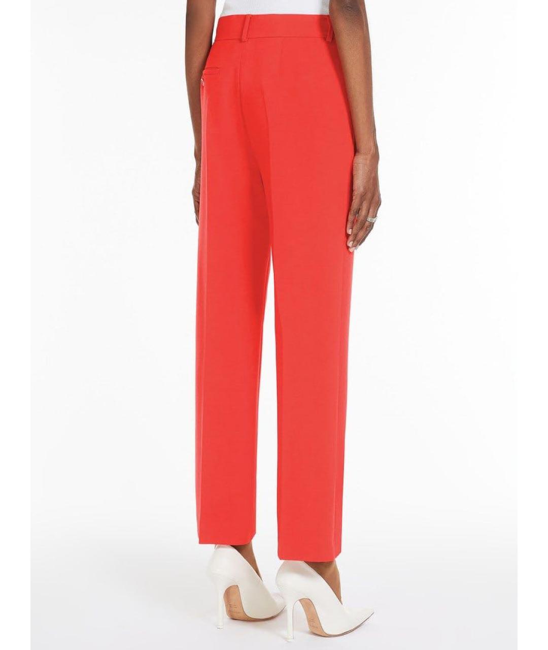 SPORTMAX Красные шерстяные прямые брюки, фото 2