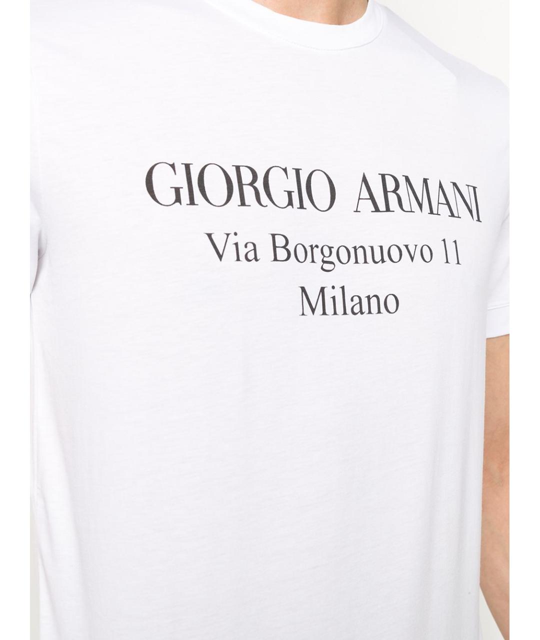 GIORGIO ARMANI Белая хлопковая футболка, фото 2