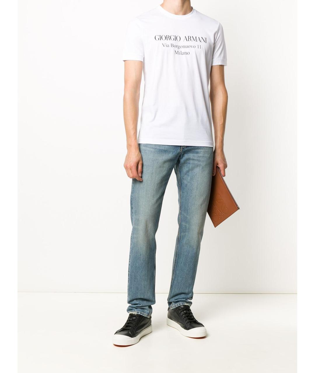 GIORGIO ARMANI Белая хлопковая футболка, фото 5