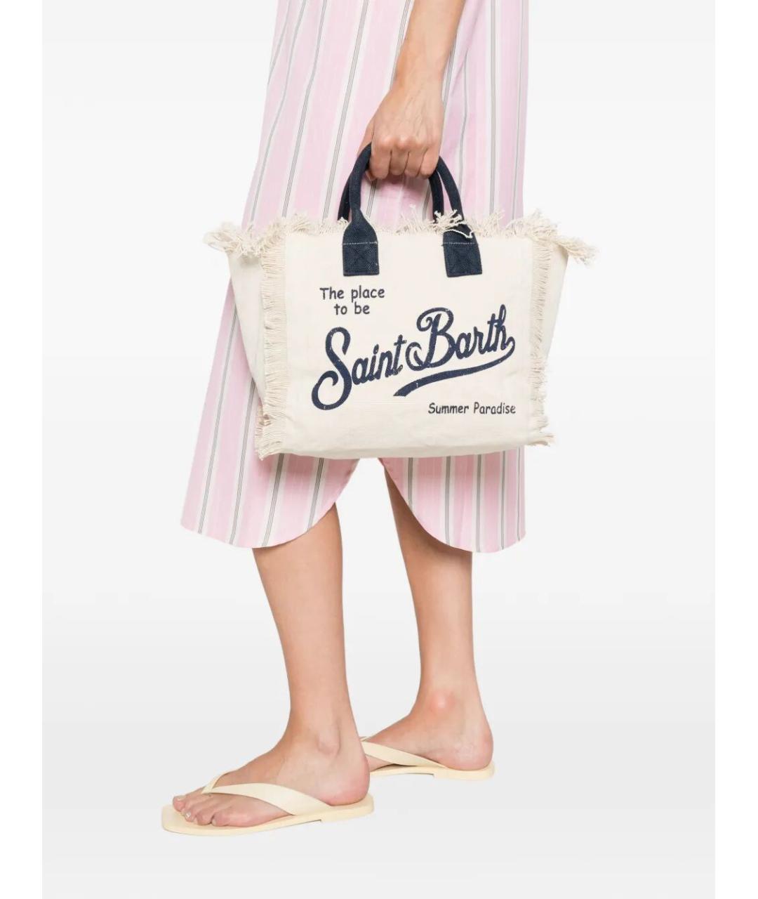 MC2 SAINT BARTH Белая хлопковая сумка тоут, фото 2