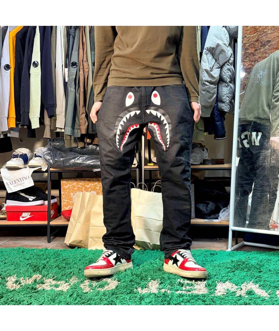 BAPE Черные хлопковые повседневные брюки, фото 5