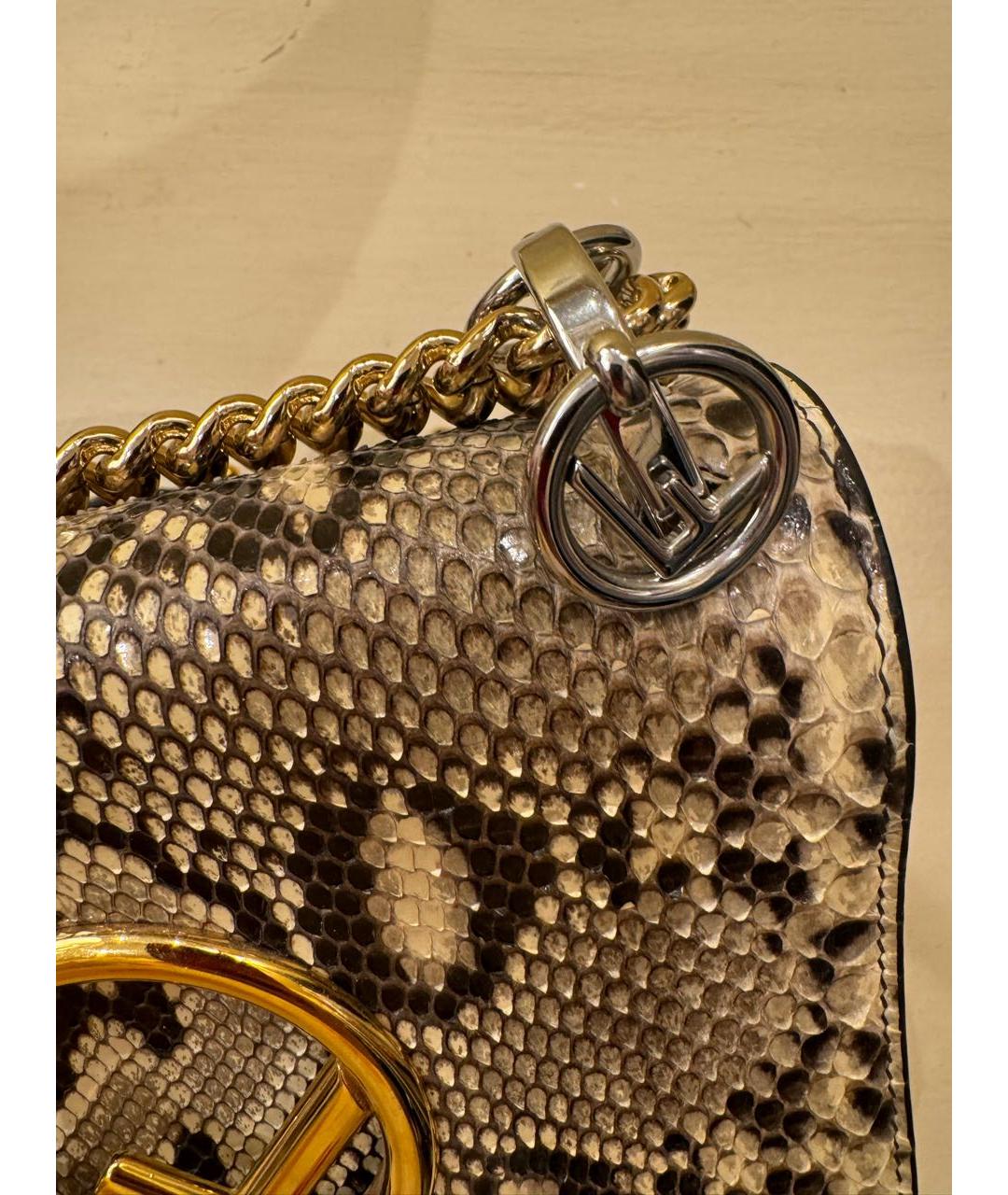 FENDI Бежевая сумка через плечо из экзотической кожи, фото 4