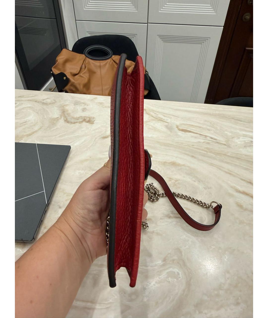 GUCCI Красная кожаная сумка через плечо, фото 5