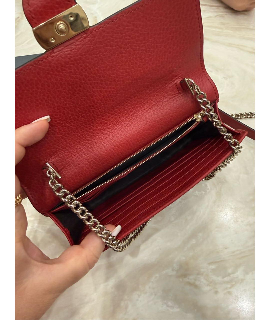 GUCCI Красная кожаная сумка через плечо, фото 4
