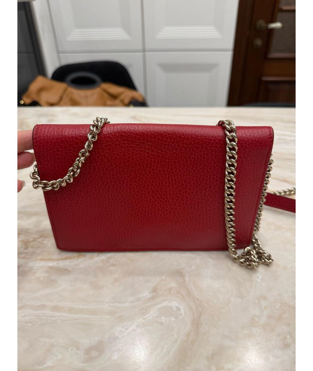 GUCCI Красная кожаная сумка через плечо, фото 3