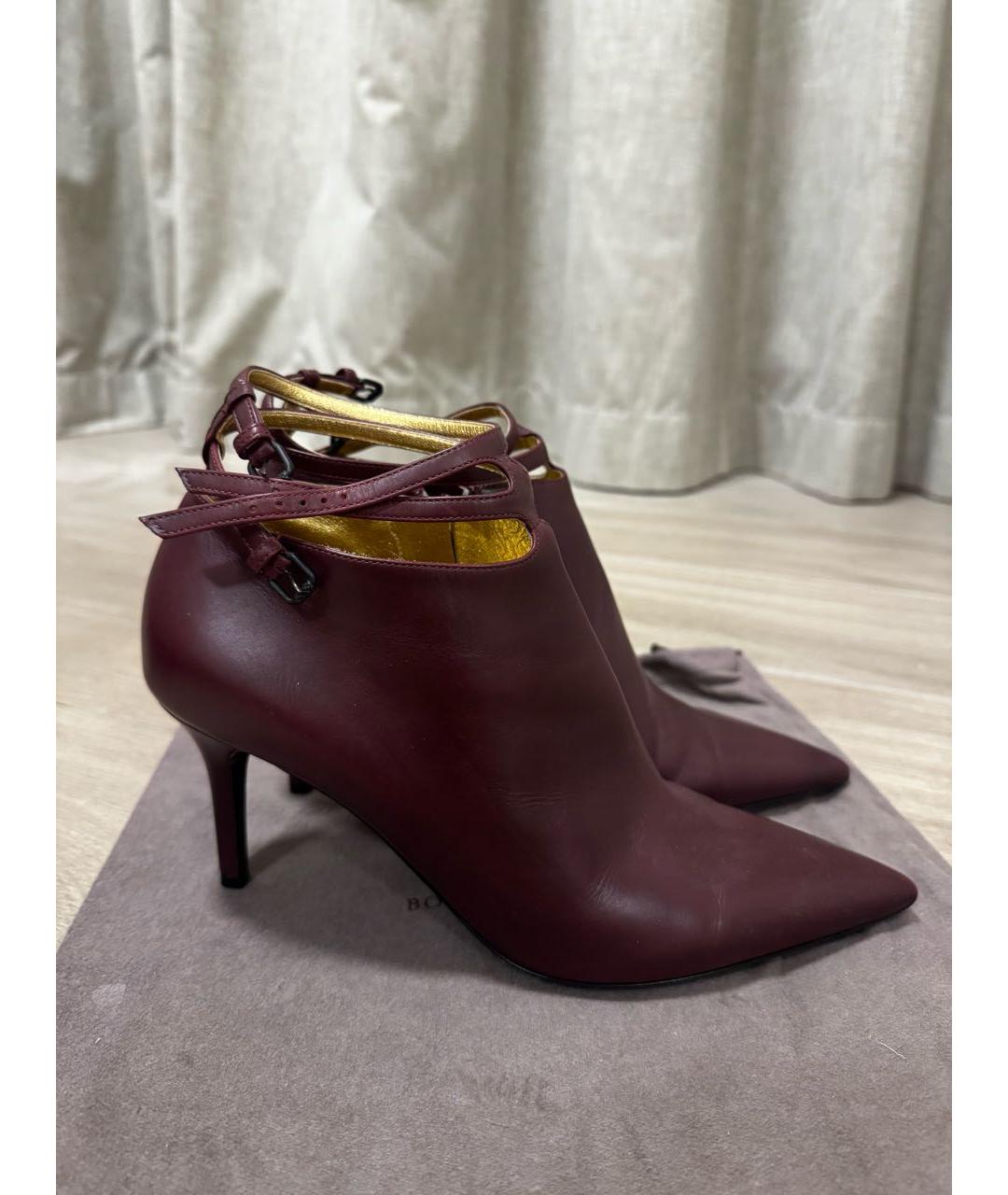 BOTTEGA VENETA Бордовые кожаные ботильоны, фото 8