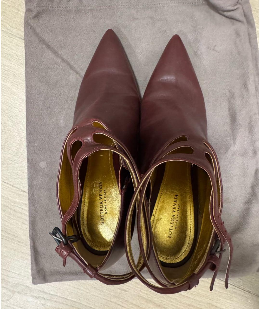 BOTTEGA VENETA Бордовые кожаные ботильоны, фото 3