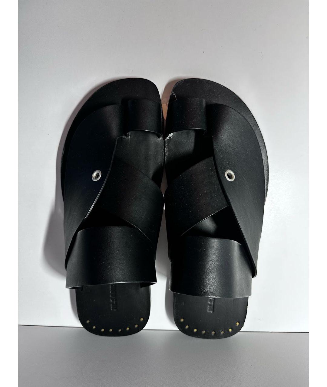 JIL SANDER Черные кожаные сандалии, фото 3
