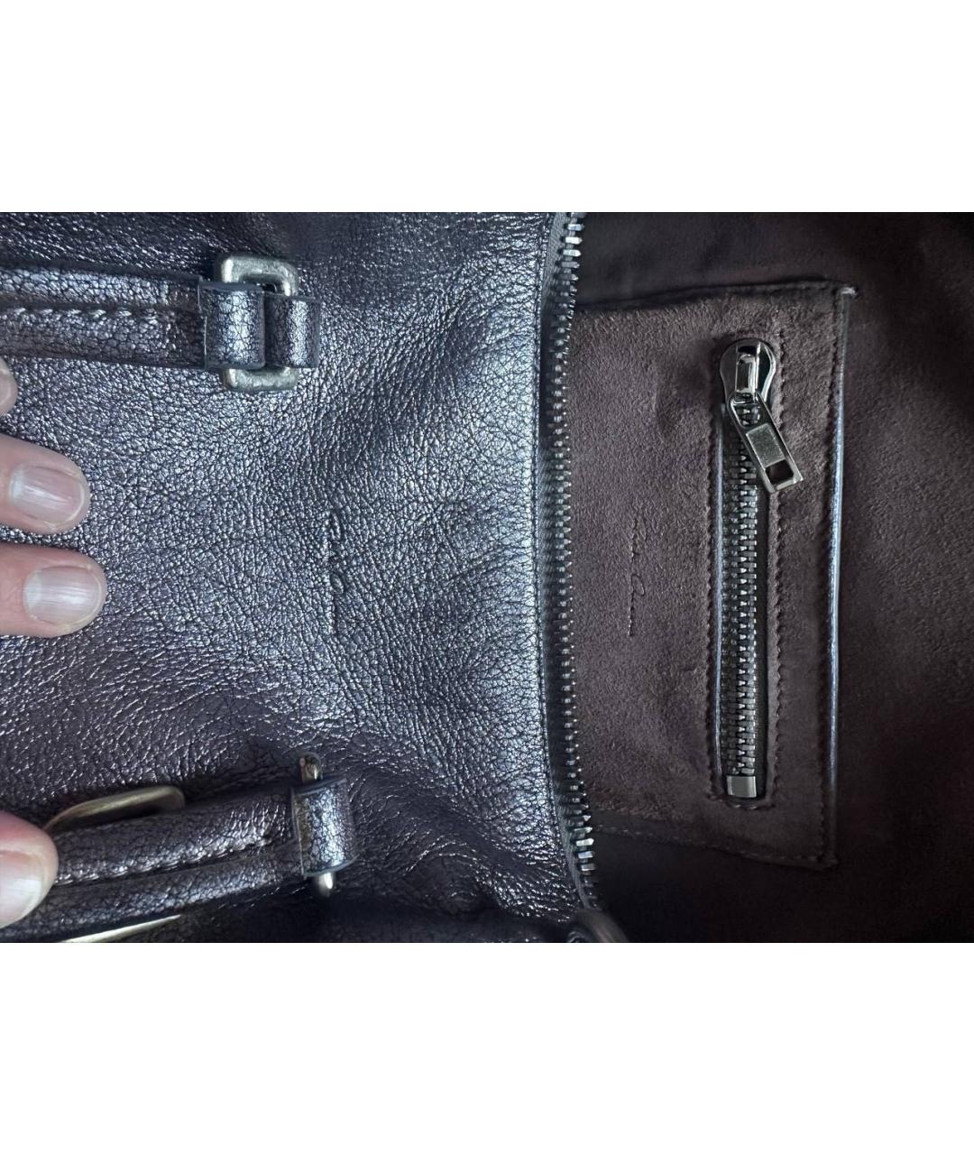 RICK OWENS Фиолетовая кожаная сумка через плечо, фото 8