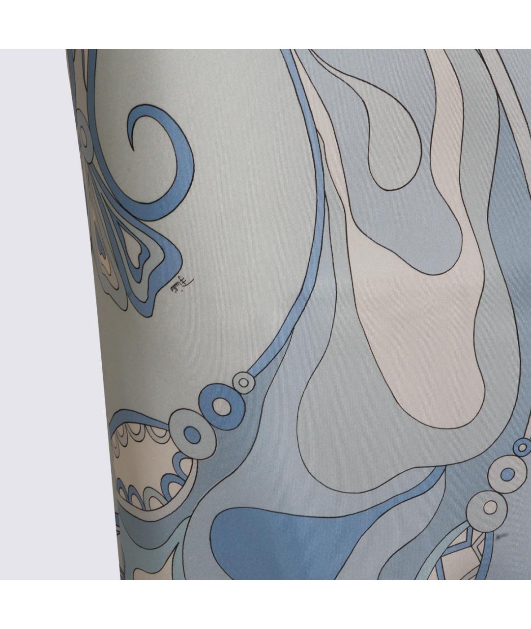 EMILIO PUCCI Голубое шелковое повседневное платье, фото 4