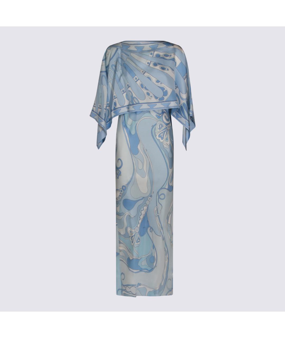 EMILIO PUCCI Голубое шелковое повседневное платье, фото 5