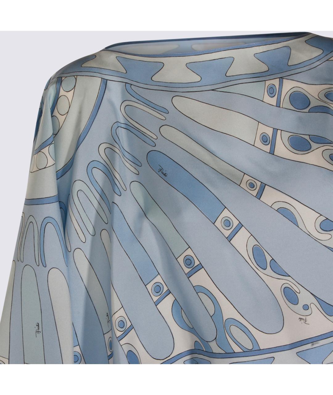 EMILIO PUCCI Голубое шелковое повседневное платье, фото 3