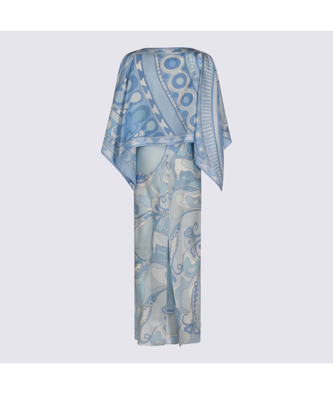 EMILIO PUCCI Голубое шелковое повседневное платье, фото 2